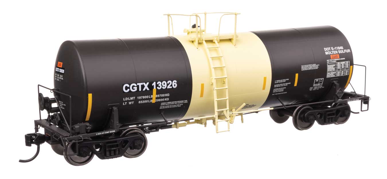 WalthersProto 100052  HO 40' Trinity 14,000-Gallon Molten Sulfur Tank Car, CGTX #13926
