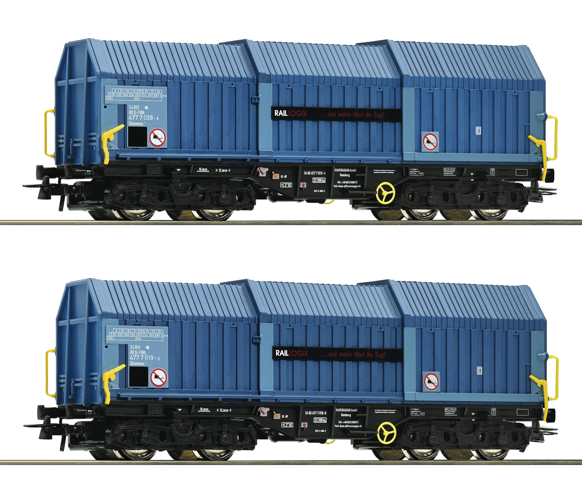 Roco 67135  2 piece set telescopic hood wagons, RAILLOGIX